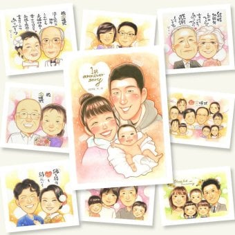 ギフト 似顔絵 出産祝い 名入れ 手描き プレゼント 贈り物 出産 ベビー お祝い 新生児 誕生 家族 夫婦 両親 赤ちゃん 名入れ 修正無料 下書き確認 そっくり 似てる かわいい 喜ばれる 思い出 赤ちゃん ベビー 誕生 古希祝い ブライダルギフト メモリアル 結婚祝い 闘病中の方への励まし オリジナル 応援 クリスマス 大人数 快気祝い 感謝の品 イラスト