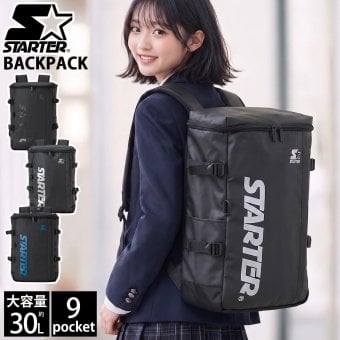 STARTER スターター リュック 大容量 30L ボックス型 バックパック 通学 通勤 PC収納 B4 A4 撥水 スクエア メンズ レディース スポーティー カジュアル 部活 部活用 スポーツ 部活リュック 高校生 大学生 学生 SCG-6802 2026FW