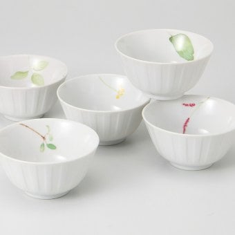五草花小鉢揃 磁器 美濃焼 やきものの里から、暮らしを贈ります。　ギフト 食器 セット テーブルウェア