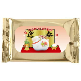 干支ゴールドウェットティッシュ10P（未）   景品 記念品 粗品 ノベルティ 名入れ 御挨拶 ご挨拶