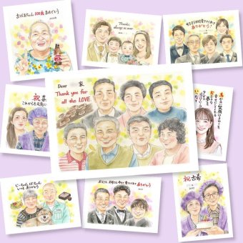 誕生日の記念に、ずっとそばに置きたくなる似顔絵です。 プレゼント 感謝 似顔絵 ギフト 贈り物 手描き 名入れ 誕生日 家族 記念 記念日 お祝い 大人数 家族 祖母 祖父 ご両親 両親 下書き確認 修正無料 名入れ 実績多数 そっくり 親孝行 かわいい 宝物 家族 一生もの 応援 メモリアルギフト サプライズ 贈答品 初任給 快気祝い 同窓会 色紙 お祝い返し 披露宴 古希祝い ホワイトデー