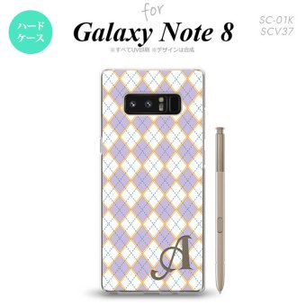 【SC01K】【スマホケース/スマホカバー】【ギャラクシー ノート8】SC01K スマホケース Galaxy Note8 ケース ギャラクシー ノート8 イニシャル アーガイル 紫×青 nk-sc01k-1409ini【メール便送料無料】