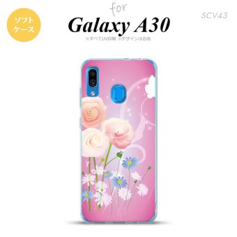 SCV43 Galaxy A30 SCV43 スマホケース ソフト カバー 花柄 ミックス C ピンク nk-scv43-tp282