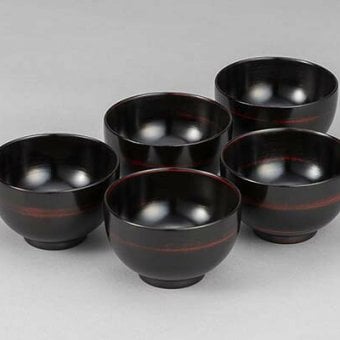 山中塗　木製汁椀　曙　５客揃 インテリア 漆器 盆 カタログギフト 景品 粗品
