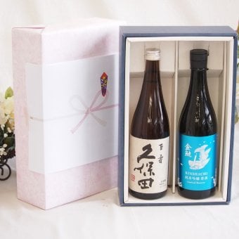 感謝贈り物ボックス 大切な方へ日本酒 2本セット(盛田金しゃち 別囲い 純米吟醸 原酒(愛知県) 久保田百寿 特別本醸造(新潟県)) 720ml×2本