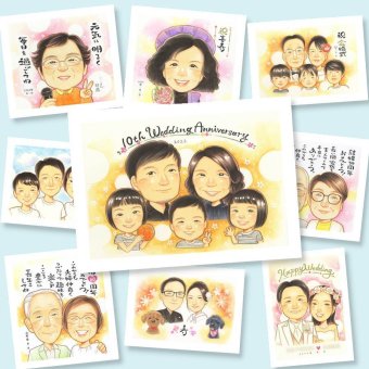 似顔絵 贈り物 結婚10周年 手描き ギフト プレゼント 名入れ 結婚10周年 お祝い 記念日 結婚記念日 大人数 両親 夫婦 お母さん お父さん 家族 修正無料 名入れ 下書き確認 喜ばれる 似てる サプライズ そっくり 感謝 10周年 記念 思い出 引っ越し 卒寿祝い 同窓会 ウェディングギフト メモリアルギフト 快気祝い 節目 披露宴 イラスト 長寿祝い