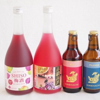 鍛高譚とクラフトビール4本セット(合同酒精赤鍛高譚20度(北海道) 合同酒精鍛高譚の梅酒12度(北海道) 金しゃちビール金鯱ピルスナー(愛知県) 金しゃちビールアルト(愛知県)) 720ml×2本 330ml×2本