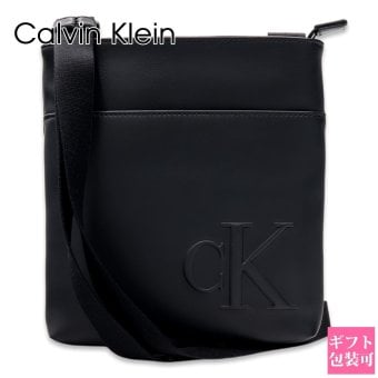 カルバンクライン ショルダーバッグ メンズ Calvin Klein BOLD CK FLATPACK 斜めがけ クロスボディ 薄型 フラット ミニショルダー ロゴ ブラック 黒 ポリウレタン コンパクト LV04D3344G-UB1