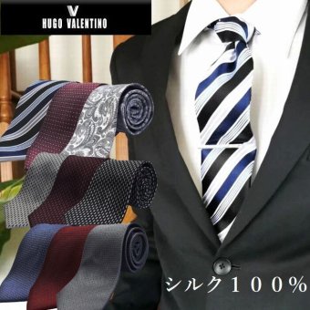 ネクタイ おしゃれ ギフト プレゼント バレンタイン 父の日 卒業式 入学式 就活 ブランド HUGO VALENTINO E2 シルク set-hugo-e
