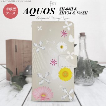 【手帳型 スマホ カバー ケース】【SHV34】【アクオス セリエ】手帳型 ケース SHV34 スマホ カバー AQUOS SERIE アクオス 花柄・ミックス（B） 白 nk-004s-shv34-dr274【メール便送料無料】