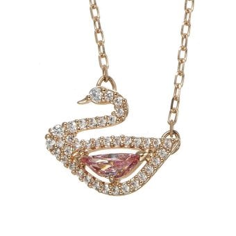 スワロフスキー swarovski ネックレス Swan 5469989 スワン ペンダント アクセサリー レディース ローズゴールド+ピンク 海外正規品