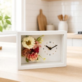 ◆花時計 【BOX FLOWER  花ごよみ 】(ピンク）置時計 ハンドメイド