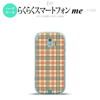 【F03K】【スマホケース/スマホカバー】F03K スマホケース らくらくスマートフォンme F-03K カバー チェックB ベージュ×赤 nk-f03k-446【メール便送料無料】
