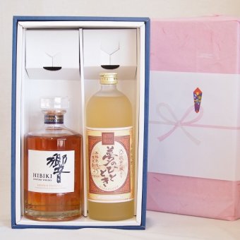 実りの秋の贈り物 感謝贈り物ボックス 洋酒焼酎2本セット（ウイスキー響700ml 長期熟成麦焼酎夢のひととき720ml）