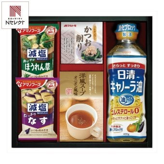 日清キャノーラ油 アマノフーズ バラエティ ギフトセット 計5点入 調味料 みそ汁 詰め合わせ かつおパック【北海道・沖縄県・離島 配送不可】