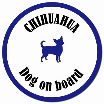 カラフル Dog on board チワワ ホワイト＆ネイビー カーサイン 車 マグネットステッカー 犬 マグネット 強力 直径13cm 丸型 おしゃれ かわいい ドラレコステッカー 安全対策 危険運転 煽り運転 アニマル 動物 犬種別 屋外 防水 屋内
