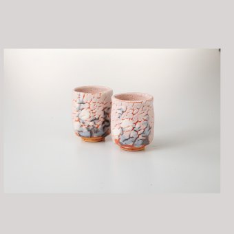 ピンク志野組湯呑 陶器 美濃焼 やきものの里から、暮らしを贈ります。　ギフト 食器 セット テーブルウェア