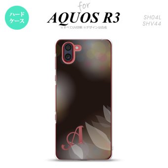 SH-04L SHV44 R3 AQUOS R3 スマホケース カバー ぼかし 花柄 黒 +アルファベット nk-r3-1595i
