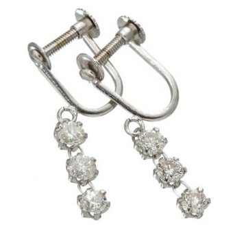 イヤリング レディース ホワイトゴールド K14WG 0.6ct ダイヤモンド 3ストーン 揺れる スイング 宝石 ジュエリー アクセサリー 記念日 誕生日 ギフト プレゼント
