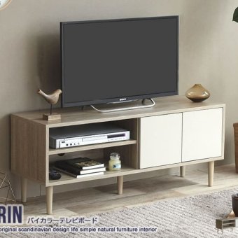 テレビ台 テレビボード バイカラー 幅110cm リビングボード テレビラック TVボード TV台 TVラック おしゃれ AV収納 ナチュラルモダン コンパクト 収納 扉付き Erin 可愛い 37インチ 42インチ 42V 木目 ディスプレイボード 新生活