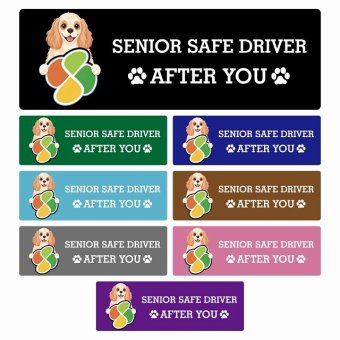カーサイン 高齢者マーク SENIOR SAFE DRIVER アメリカンコッカースパニエル ステッカー シール 長方形 15x5cm 肉球 日本製 車