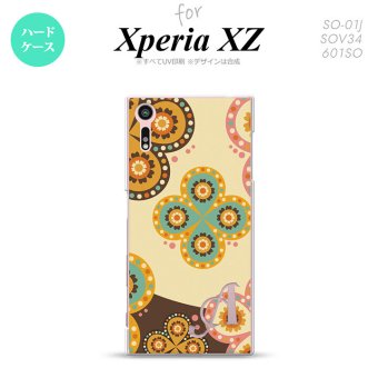 【SO01J】【スマホケース/スマホカバー】【エクスペリア XZ 】SO01J スマホケース XPERIA XZ ケース エクスペリア XZ  イニシャル エスニック花柄 ベージュ×茶 nk-so01j-1583ini【メール便送料無料】