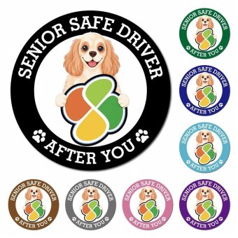 カーサイン 高齢者マーク SENIOR SAFE DRIVER アメリカンコッカースパニエル マグネット 強力 直径13cm 肉球 日本製 車 ステッカー