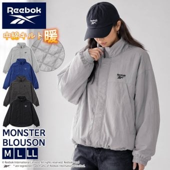 Reebok リーボック モンスターブルゾン レディース rl-6502 中綿ジャケット スタンドネック ミリタリー アウター ナイロン タスラン ダイヤキルト 防寒 刺繍 オーバーサイズ スポーツ カジュアル アウトドア M L LL 2026FW Karlas