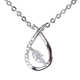 SILVER925 キュービックジルコニアストーン 雫型ネックレスペンダント マーキス＆パヴェCZ【送料無料】【レディース,激安,特価,通販】