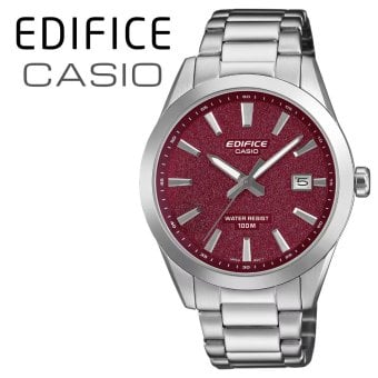 カシオ エディフィス 腕時計 メンズ レッド シルバー CASIO EDIFICE 海外モデル 40mm 100m防水 ステンレス メタル 日付 カレンダー スポーツ 車 モータースポーツ おしゃれ プレゼント ギフト 成人 卒業 入学