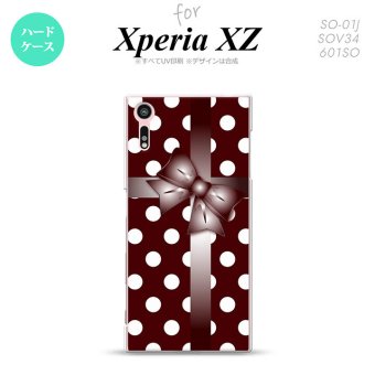 【SO01J】【スマホケース/スマホカバー】【エクスペリア XZ 】SO01J スマホケース XPERIA XZ SO-01J カバー エクスペリア XZ  ドット・リボン 赤茶 nk-so01j-301【メール便送料無料】