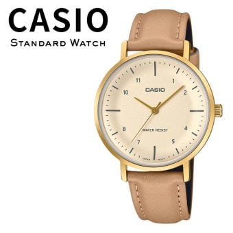 箱なし カシオ 腕時計 レディース ベージュ ゴールド レザーベルト アナログ シンプル 薄型 CASIO 海外モデル 逆輸入 女性 仕事 ビジネス プレゼント ギフト 成人 卒業 入学