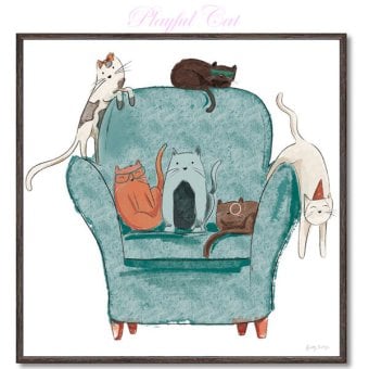 アートフレーム ベッキー ソーンズ プレイフル キャット1 bt-03803 絵 絵画 猫 ソファ アート