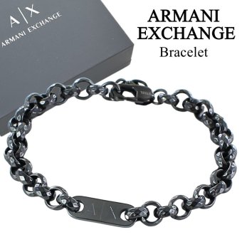 アルマーニエクスチェンジ ブレスレット メンズ レディース ガンメタル ステンレス A|X ロゴ チェーン ユニセックス アクセサリー 誕生日 記念日 プレゼント ギフト ARMANI EXCHANGE 並行輸入品 成人 卒業 入学