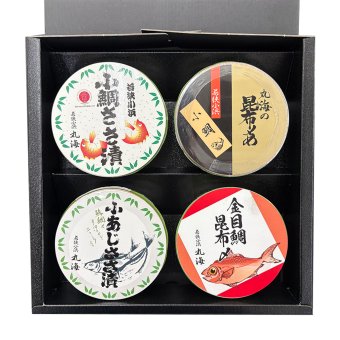 若狭小浜丸海 笹漬膳 食べ比べセット 4種入 笹漬け 昆布締め 小鯛 酢漬け 特産 珍味 小浜海産物【北海道・沖縄県・離島 配送不可】