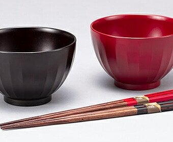吟朱・溜　夫婦汁椀（箸付）（R) インテリア 漆器 盆 カタログギフト 景品 粗品