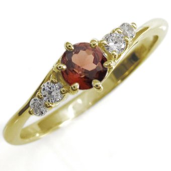 ガーネット・指輪・シンプルリング・上品・18金・リング