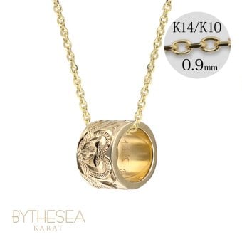 ゴールド ネックレス ハワイアンジュエリー ネックレス ゴールド イエローゴールド ネックレス スクロールチューブ Lサイズ 14k カットあずきチェーン太0.9mm ギフトラッピング可能 メンズ レディース プレゼント ハロウィン 【品番：CG-GP126-CH123】