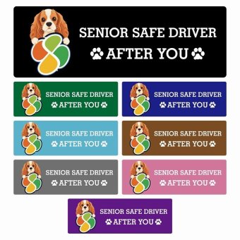 カーサイン 高齢者マーク SENIOR SAFE DRIVER イングリッシュコッカースパニエル ステッカー シール 長方形 15x5cm 肉球 日本製 車