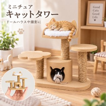 ミニチュア キャットタワー 3Dプリント 組み立て式 DIY 猫 ドールハウス 家具 1/12スケール OB11 人形用 インテリア 小物 撮影道具 ジオラマ 装飾 かわいい