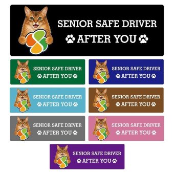 カーサイン 高齢者マーク SENIOR SAFE DRIVER ソマリ ステッカー シール 長方形 15x5cm 肉球 日本製 車