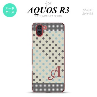 SH-04L SHV44 R3 AQUOS R3 スマホケース カバー ドット 水玉 C グレー 青 +アルファベット nk-r3-1650i