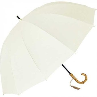 Because 長傘 12本骨 傘 レディース 晴雨兼用 UVカット 遮光 雨傘 日傘 丈夫 耐風 グラスファイバー バンブーハンドル おしゃれ かわいい シンプル 無地