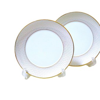 ウェッジウッドWEDGWOOD　ジオGIO　ゴールド 17㎝プレート　ペア【御結婚御祝・内祝・新築御祝・還暦御祝・御礼・寿・ギフト包装可能】