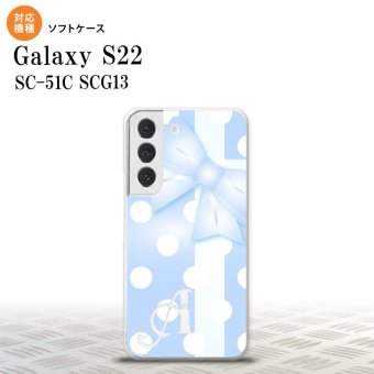 SC-51C SCG13 Galaxy S22 スマホケース 背面ケースソフトケース ドット リボン 青 +アルファベット メンズ レディース nk-s22-tp302i