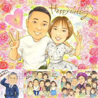 結婚記念日のプレゼントに、似顔絵のプレゼントはいかがですか。 似顔絵 結婚式 ギフト プレゼント 贈り物 手描き 名入れ 結婚記念日 記念 挙式 お祝い ウェルカムボード カップル 友人 友達 家族 同僚 修正無料 名入れ 下書き確認 実績多数 喜ばれる 宝物 サプライズ 結婚式 一生もの 宝物 ウェディング イラスト オーダーメイド 感謝の品 喜寿祝い 白寿祝い 応援 傘寿祝い 百寿祝い