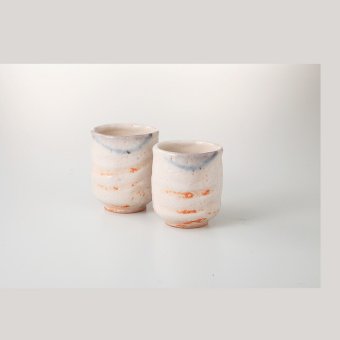 志野流線組湯呑 陶器 美濃焼 やきものの里から、暮らしを贈ります。　ギフト 食器 セット テーブルウェア