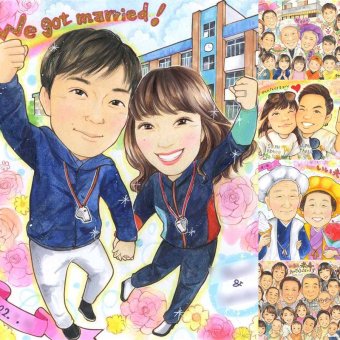 結婚記念日の記念に、特別な一枚になる似顔絵をお届けします。 結婚祝い プレゼント 似顔絵 名入れ ギフト 贈り物 手描き 結婚記念日 ウェルカムボード 記念 挙式 お祝い 家族 同僚 友人 友達 カップル 名入れ 修正無料 下書き確認 かわいい 実績多数 親孝行 そっくり 宝物 一生もの 結婚式 ウェディング ウェディングギフト 披露宴 贈答品 大人数 クリスマス 長寿祝い オーダーメイド