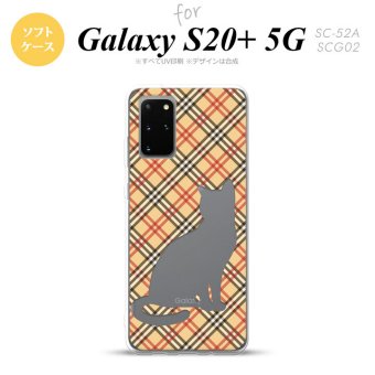 SC-52A SCG02 Galaxy S20+ 5G スマホケース ソフトケース 猫 チェック A 赤 茶 メンズ レディース nk-s20p-tp953