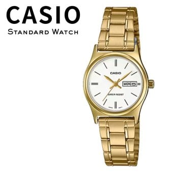 箱なし カシオ 腕時計 レディース CASIO ホワイト ゴールド 曜日 日付 カレンダー メタルベルト シンプル 上品 仕事 通勤 海外モデル 逆輸入 プレゼント ギフト 成人 卒業 入学